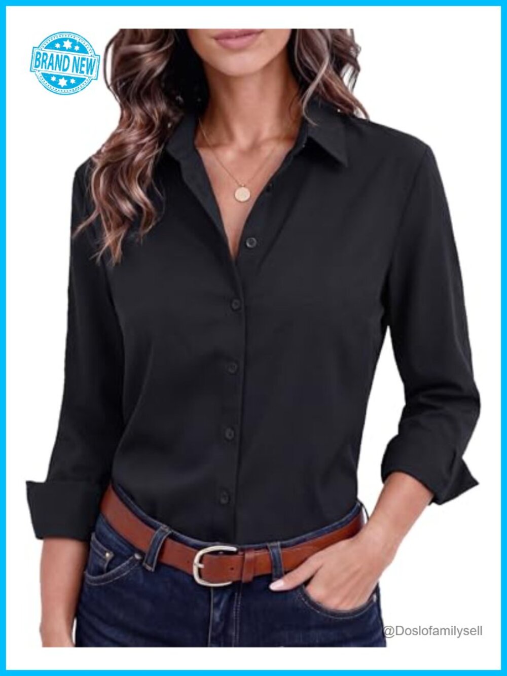 Women's Button Down Shirt Long Sleeve Stretch Wrinkle-Free Work Top